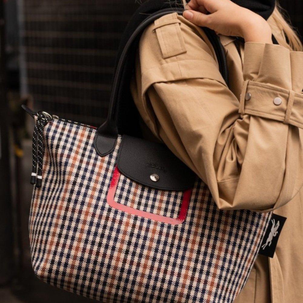 Longchamp Le Pliage Pied de Poule Shoulder Tote